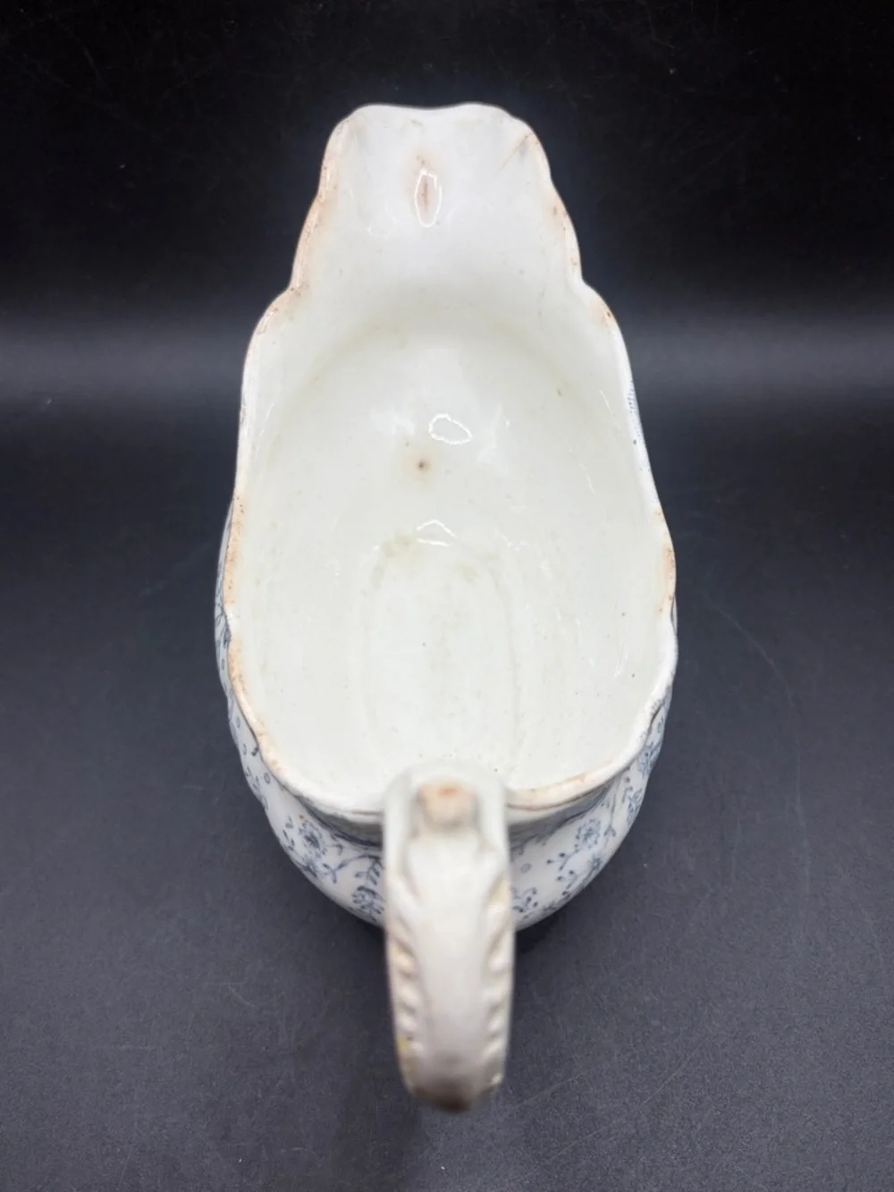 John Maddock & Sons Antique Royal Vitreous Seville Blue & White Gravy Boat